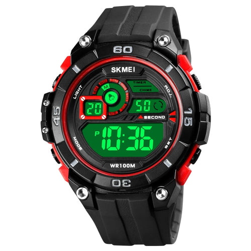 SKMEI 1756 Dual Time Countdown Alarm Clock Men Sports Luminous Electronic Watch Red
