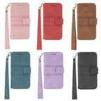 Embossed Striped Magnetic Buckle PU + TPU Horizontal Flip Leather Case with Holder & Card Slot & Wallet & Photo Frame & Sling, For iPhone 8 / 7 / 6, For iPhone 8 Plus / 7 Plus / 6 Plus