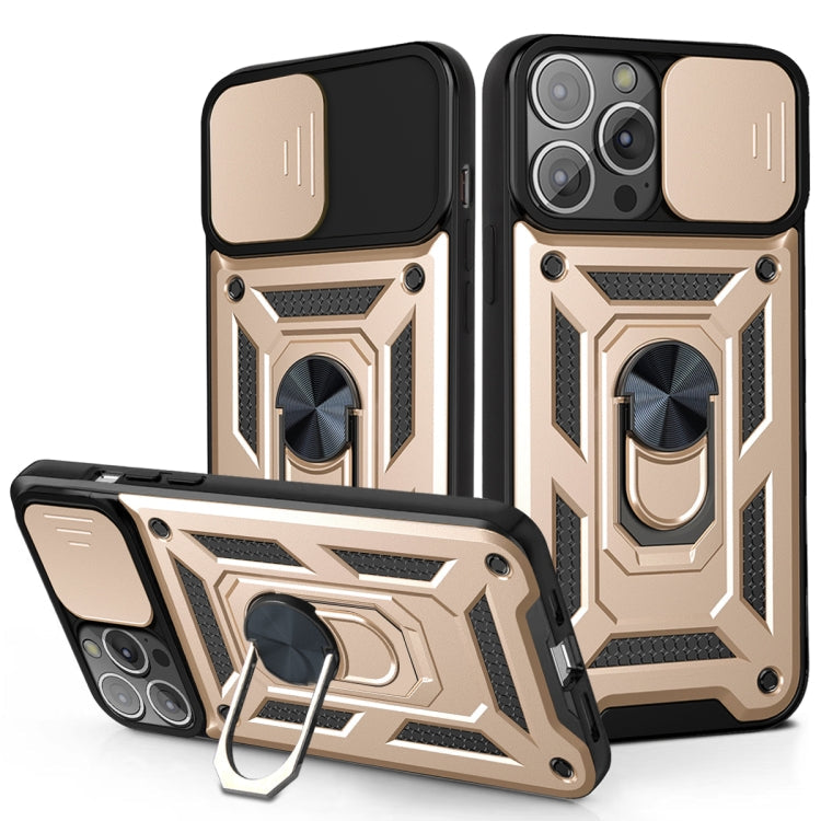 Sliding Camera Cover Design TPU+PC Protective Case, For iPhone 13 mini,... For iPhone 13 mini Gold