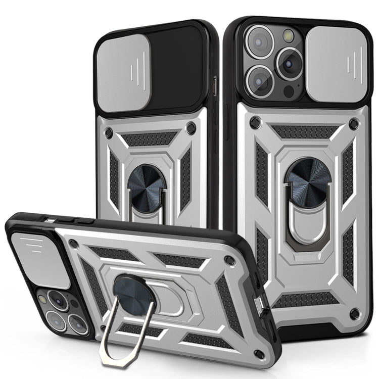 Sliding Camera Cover Design TPU+PC Protective Case, For iPhone 13 mini,... For iPhone 13 mini Silver