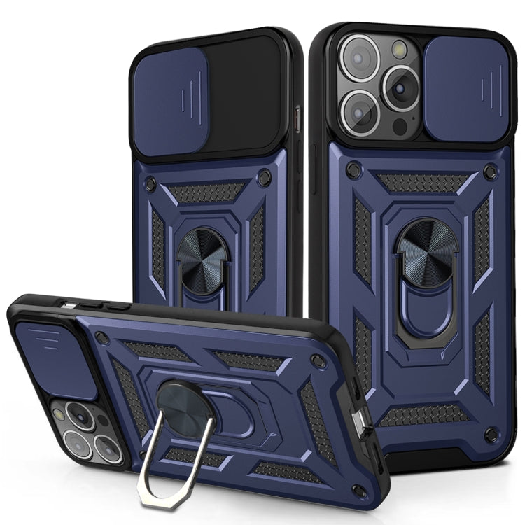 Sliding Camera Cover Design TPU+PC Protective Case – TPU, For iPhone 13 Pro Max For iPhone 13 Pro Max Blue