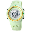 SKMEI 1773 Triplicate Round LED Dual Time Digital Display Colorful Backlight Electronic Watch Light Green