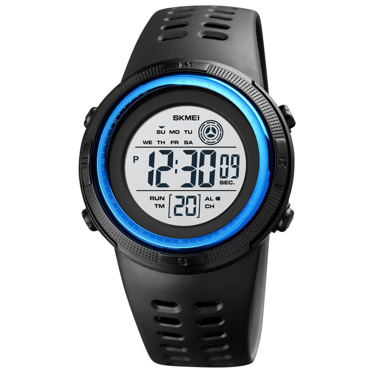Watch – 1773 Triplicate Round LED Dual Time Digital Display Colorful Backlight... Blue White