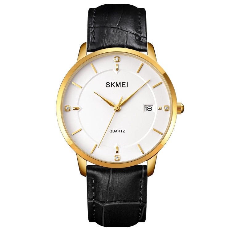 SKMEI 1801 Men Casual Calendar Quartz Watch Gold and White