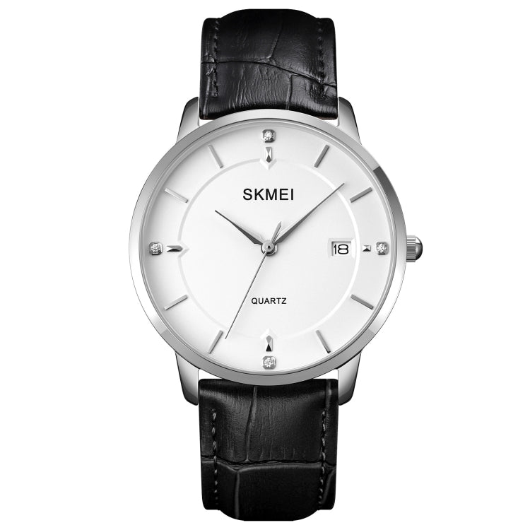 SKMEI 1801 Men Casual Calendar Quartz Watch Silver White Black