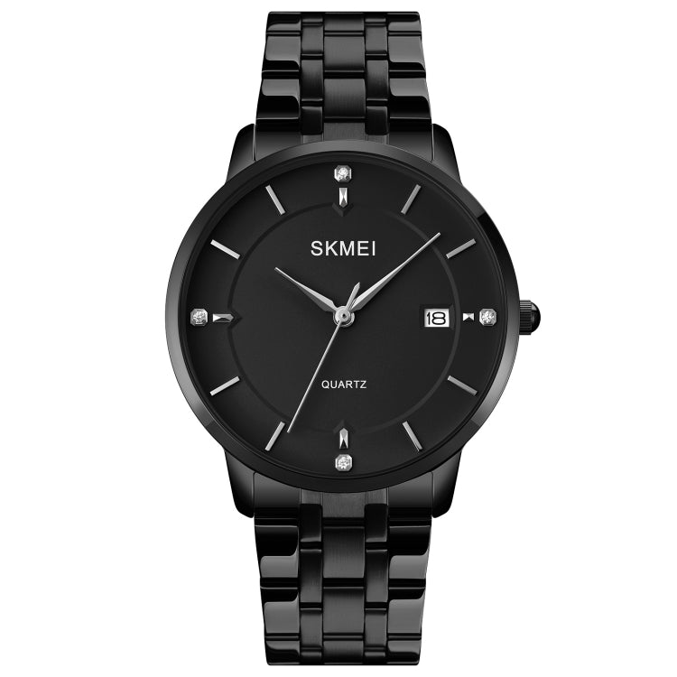 SKMEI 1801 Men Casual Calendar Quartz Watch Black Steel Belt