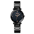 SKMEI 9180 Starry Sky Dial Stainless Steel Strap Quartz Watch for Ladies Black
