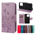 Butterfly Flower Pattern Horizontal Flip Leather Case with Holder & Card Slots & Wallet, For iPhone 13 Pro, For iPhone 13 Pro Max For iPhone 13 Pro Light Purple