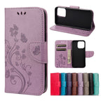 Butterfly Flower Pattern Horizontal Flip Leather Case with Holder & Card Slots & Wallet, For iPhone 13 Pro, For iPhone 13 Pro Max For iPhone 13 Pro Light Purple