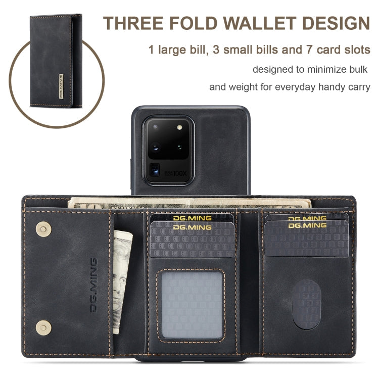 DG.MING M1 Series 3-Fold Multi Card Wallet Back Cover Shockproof Case with Holder Function, For Samsung Galaxy S20 Ultra, For Samsung Galaxy S20+