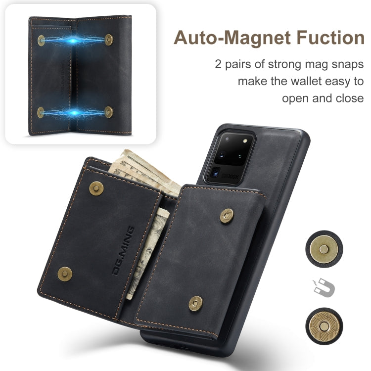 DG.MING M1 Series 3-Fold Multi Card Wallet Back Cover Shockproof Case with Holder Function, For Samsung Galaxy S20 Ultra, For Samsung Galaxy S20+