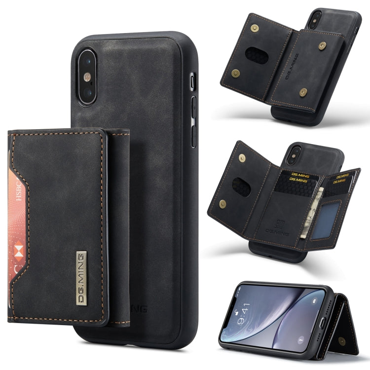 DG.MING M2 Series 3-Fold Multi Card Bag + Magnetic Back Cover Shockproof Case with Wallet & Holder Function, For iPhone X, For iPhone XS, For iPhone XS Max For iPhone X Black