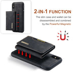 DG.MING M2 Series 3-Fold Multi Card Bag + Magnetic Back Cover Shockproof Case with Wallet & Holder Function, For iPhone X, For iPhone XS, For iPhone XS Max