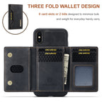DG.MING M2 Series 3-Fold Multi Card Bag + Magnetic Back Cover Shockproof Case with Wallet & Holder Function, For iPhone X, For iPhone XS, For iPhone XS Max