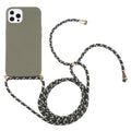 Wheat Straw Material + TPU Shockproof Case with Neck Lanyard, For iPhone 13 Pro Max For iPhone 13 Pro Max Dark Green
