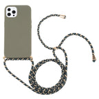 Wheat Straw Material + TPU Shockproof Case with Neck Lanyard, For iPhone 13 Pro Max For iPhone 13 Pro Max Dark Green