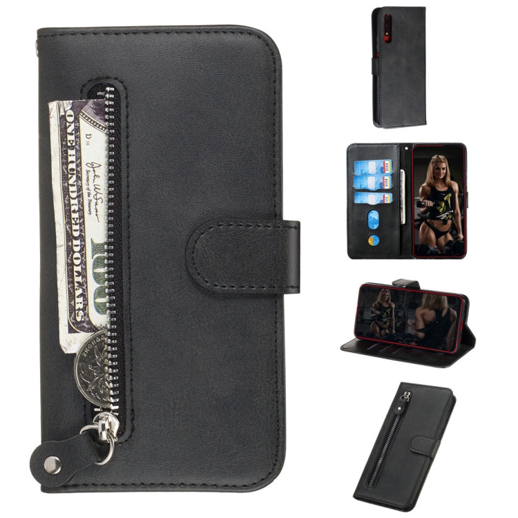 Fashion Calf Texture Zipper Horizontal Flip PU Leather Case, with Holder & Card Slots & Wallet – Card Slot, Flip, Leather, For Huawei Honor 9X / Honor 9X Pro