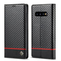 LC.IMEEKE Carbon Fiber PU + TPU Horizontal Flip Leather Case with Holder & Card Slot & Wallet, For Samsung Galaxy S10, For Samsung Galaxy S10+, For Samsung Galaxy S20, For Samsung Galaxy S20+, For Samsung Galaxy S20 FE, For Samsung Galaxy S21 5G       ... For Samsung Galaxy S10 Horizontal Black