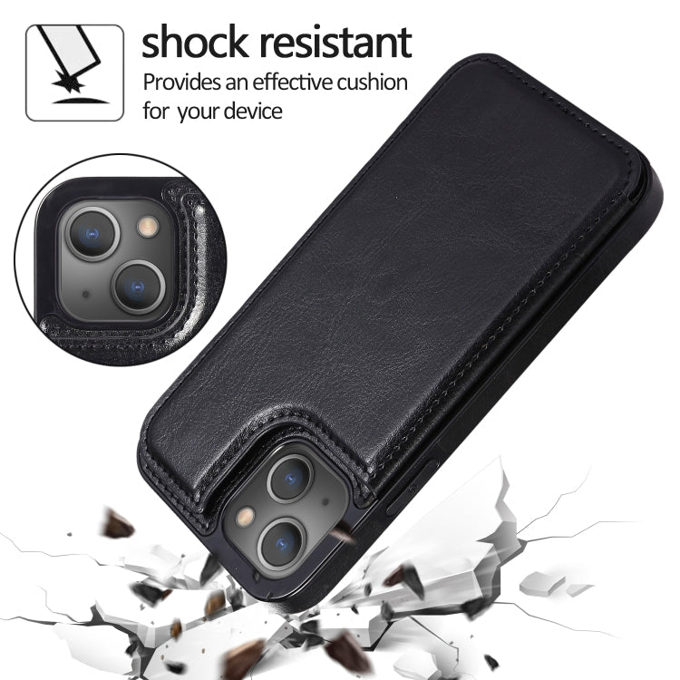Double Buckle Shockproof PU Protective Case with Card Slots & Holder, For iPhone 13 Pro Max