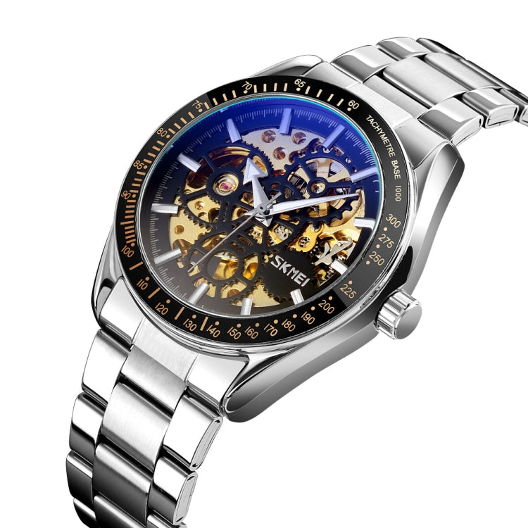 SKMEI 9194 Men Mechanical Gear Dial Automatic Mechanical Watch Silver