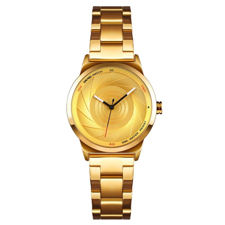 SKMEI 9210 Ladies Business Watch Simple 3D Dial Quartz Watch, For Ladies For Ladies Gold
