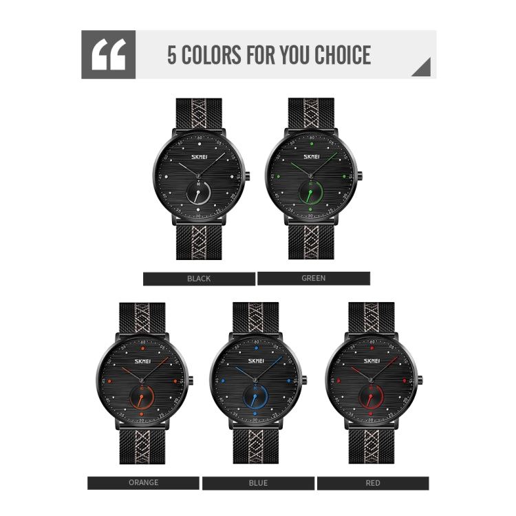 SKMEI 9218 Men Horizontal Striped Arabic Numeral Dial Mesh Belt Quartz Watch