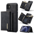 DG.MING M1 Series 3-Fold Multi Card Wallet + Magnetic Back Cover Shockproof Case with Holder Function, For iPhone 11, For iPhone 11 Pro, For iPhone 11 Pro Max For iPhone 11 Black