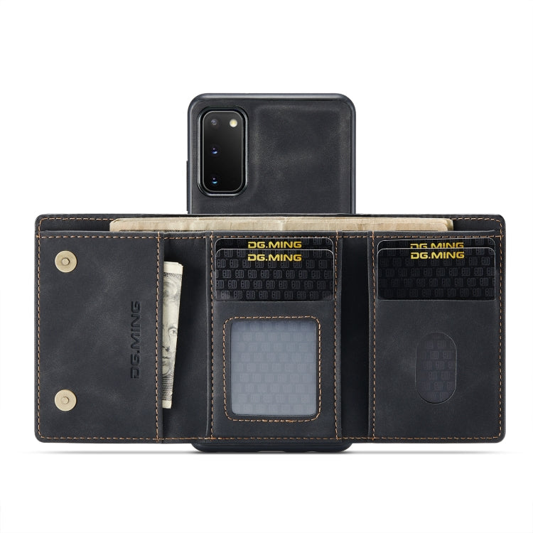 DG.MING M1 Series 3-Fold Multi Card Wallet Back Cover Shockproof Case with Holder Function, For Samsung Galaxy S20