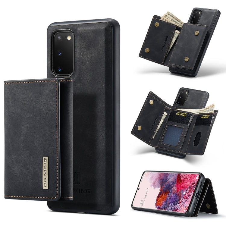 DG.MING M1 Series 3-Fold Multi Card Wallet Back Cover Shockproof Case with Holder Function, For Samsung Galaxy S20 For Samsung Galaxy S20 Black