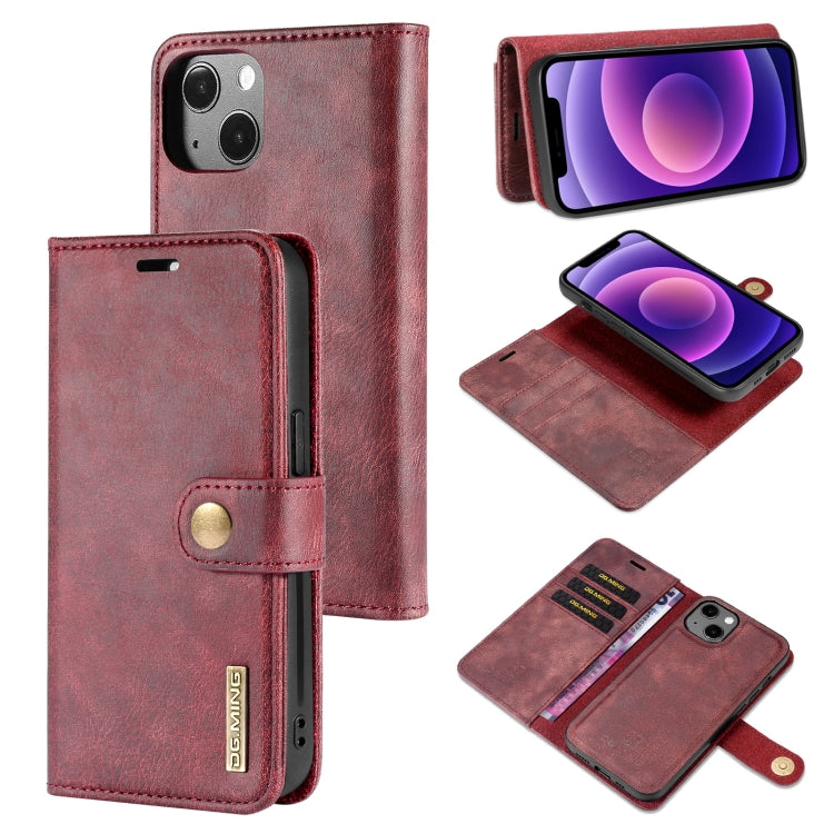 DG.MING Case – Leather, Magnetic For iPhone 13 mini Red