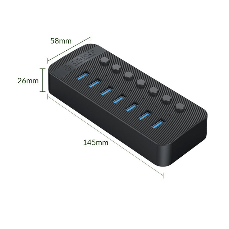 ORICO CT2U3-7AB-WH 7 In 1 Plastic Stripes Multi-Port USB HUB with Individual Switches, CT2U3-7AB-BK US Plug, CT2U3-7AB-WH US Plug – TPU