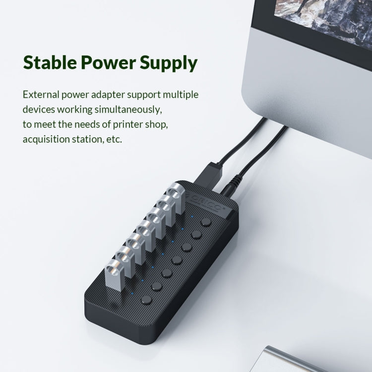 ORICO CT2U3-7AB-WH 7 In 1 Plastic Stripes Multi-Port USB HUB with Individual Switches, CT2U3-7AB-BK US Plug, CT2U3-7AB-WH US Plug – TPU
