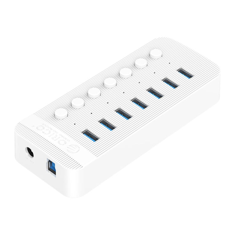 ORICO CT2U3-7AB-WH 7 In 1 Plastic Stripes Multi-Port USB HUB with Individual Switches,, CT2U3-7AB-BK AU Plug, CT2U3-7AB-WH AU Plug, CT2U3-7AB-BK UK Plug, CT2U3-7AB-WH UK Plug, CT2U3-7AB-BK EU Plug, CT2U3-7AB-WH EU Plug – TPU CT2U3-7AB-WH EU Plug White