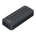ORICO CT2U3-7AB-WH 7 In 1 Plastic Stripes Multi-Port USB HUB with Individual Switches,, CT2U3-7AB-BK AU Plug, CT2U3-7AB-WH AU Plug, CT2U3-7AB-BK UK Plug, CT2U3-7AB-WH UK Plug, CT2U3-7AB-BK EU Plug, CT2U3-7AB-WH EU Plug – TPU CT2U3-7AB-BK AU Plug Black