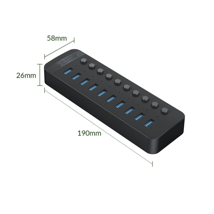 ORICO CT2U3-10AB-WH 10 In 1 Plastic Stripes Multi-Port USB HUB with Individual Switches,, CT2U3-10AB-BK UK Plug, CT2U3-10AB-WH UK Plug, CT2U3-10AB-BK EU Plug, CT2U3-10AB-WH EU Plug, CT2U3-10AB-BK AU Plug, CT2U3-10AB-WH AU Plug – TPU
