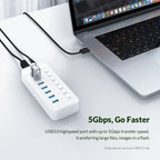 ORICO CT2U3-10AB-WH 10 In 1 Plastic Stripes Multi-Port USB HUB with Individual Switches,, CT2U3-10AB-BK UK Plug, CT2U3-10AB-WH UK Plug, CT2U3-10AB-BK EU Plug, CT2U3-10AB-WH EU Plug, CT2U3-10AB-BK AU Plug, CT2U3-10AB-WH AU Plug – TPU