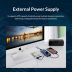ORICO AT2U3-7AB-GY-BP 7 In 1 Aluminum Alloy Multi-Port USB HUB with Individual Switches,, EU Plug, UK Plug, AU Plug – Aluminum Alloy, TPU