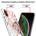 Electroplating Splicing Marble Flower Pattern TPU Shockproof Case with Rhinestone Ring Holder, For iPhone XS Max, For iPhone SE 2022 / SE 2020 / 7 / 8, For iPhone 7 Plus / 8 Plus