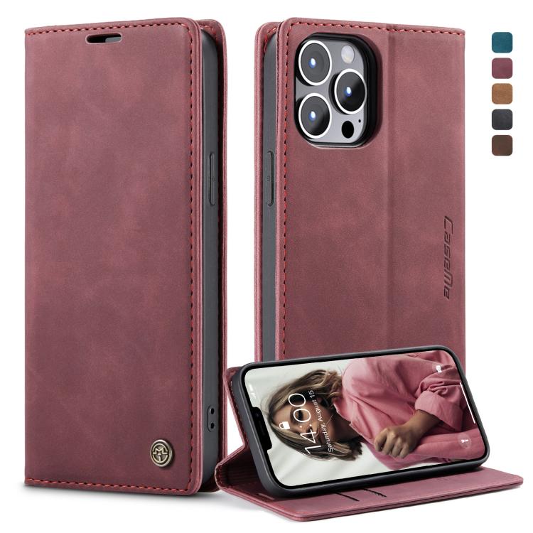 CaseMe-013 Case – Leather (iPhone 13 mini) For iPhone 13 Pro Max Wine Red