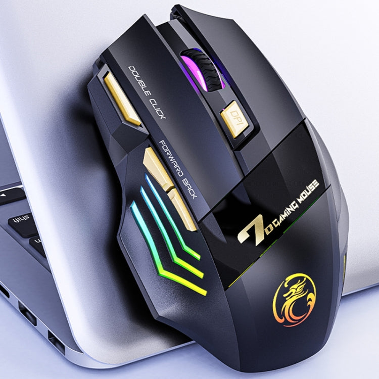 iMICE GW-X7 7-button Silent Rechargeable Wireless Gaming Mouse with Colorful RGB Lights, GW-X7 2.4G – Non-slip
