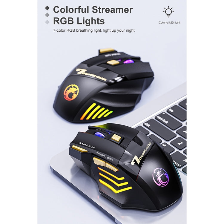iMICE GW-X7 7-button Silent Rechargeable Wireless Gaming Mouse with Colorful RGB Lights, GW-X7 2.4G – Non-slip