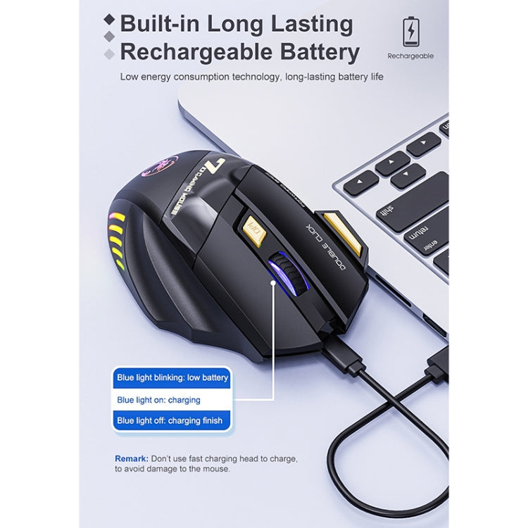 iMICE GW-X7 7-button Silent Rechargeable Wireless Gaming Mouse with Colorful RGB Lights, GW-X7 2.4G – Non-slip