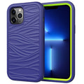 Wave Pattern 3 in 1 Silicone + PC Shockproof Protective Case, For iPhone 13 Pro Max For iPhone 13 Pro Max Navy+Olivine
