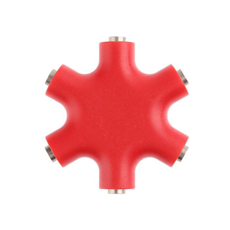 6 in 1 Audio Adapter 3.5mm Jack Multi Port Hub Aux Headphone Splitter Converter – TPU Red