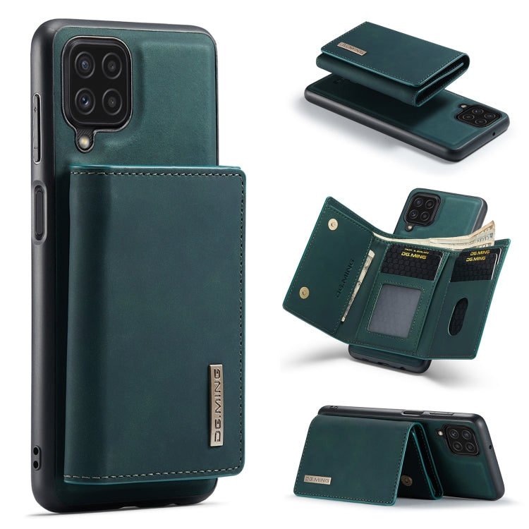 DG.MING M1 Series 3-Fold Multi Card Wallet + Magnetic Back Cover Shockproof Case with Holder Function, For Samsung Galaxy A22 4G For Samsung Galaxy A22 4G Green