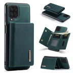 DG.MING M1 Series 3-Fold Multi Card Wallet + Magnetic Back Cover Shockproof Case with Holder Function, For Samsung Galaxy A22 4G For Samsung Galaxy A22 4G Green