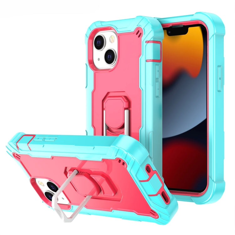 PC Protective Case – Shockproof (iPhone 13 mini) For iPhone 13 mini Mint Green + Rose Red