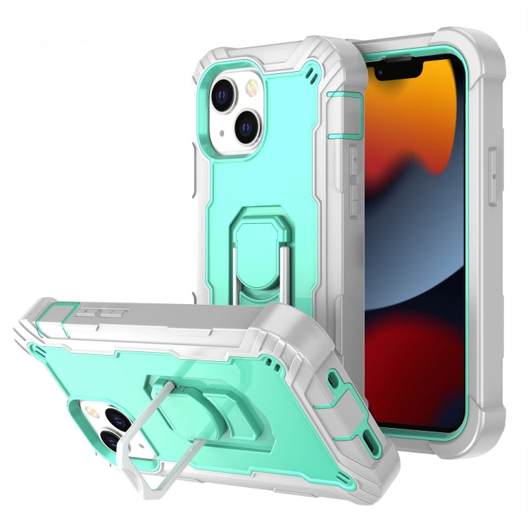 PC Protective Case – Shockproof (iPhone 13 mini) For iPhone 13 mini Grey White + Mint Green