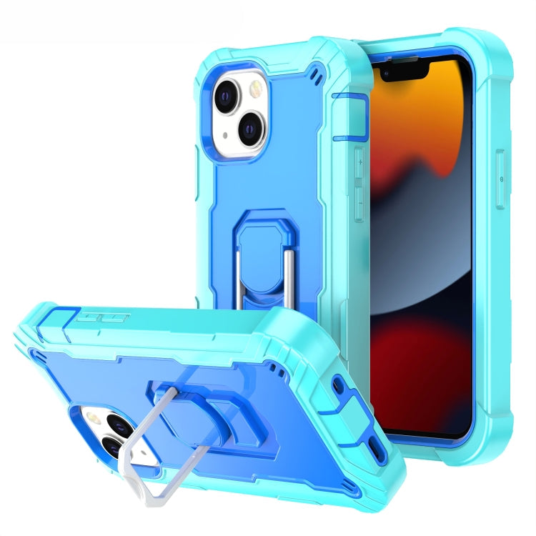 PC Protective Case – Shockproof (iPhone 13 mini) For iPhone 13 Mint Green + Blue
