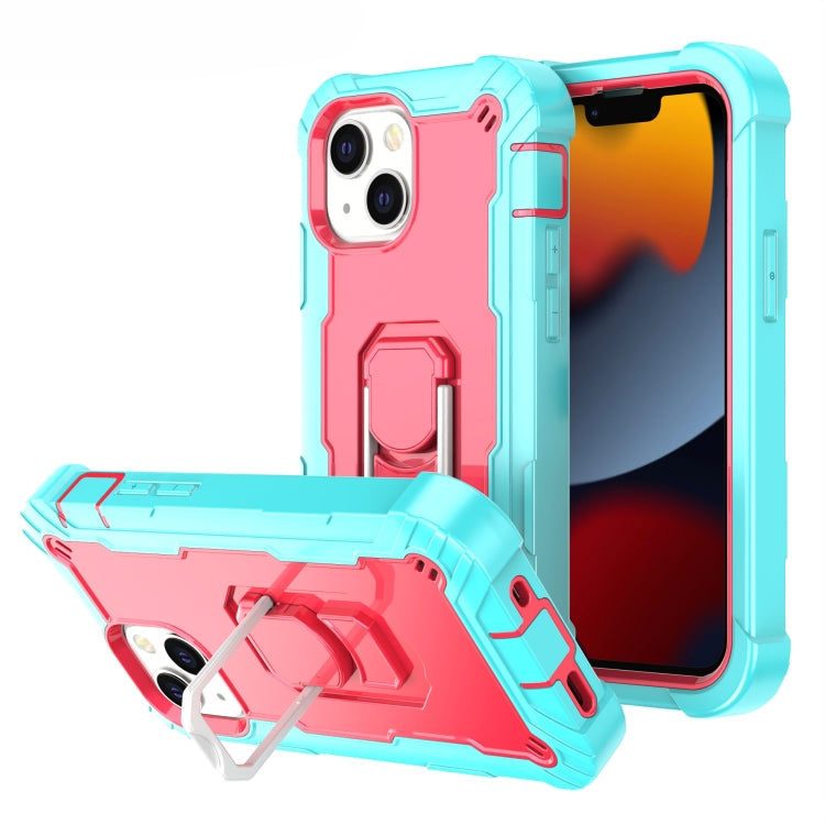 PC Protective Case – Shockproof (iPhone 13 mini) For iPhone 13 Mint Green + Rose Red